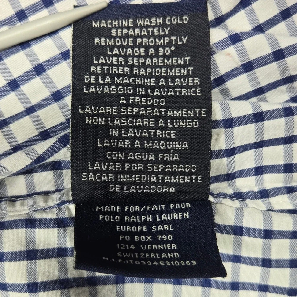 Polo Jeans Co Ralph Lauren Plaid‎ Button Down Shirt Men's XXL Blue White Green - Picture 7 of 8